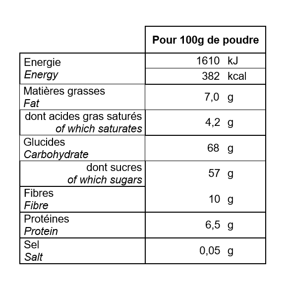 MONBANA Chocolat en poudre onctueux Trésor 33% de cacao - Ma boutique