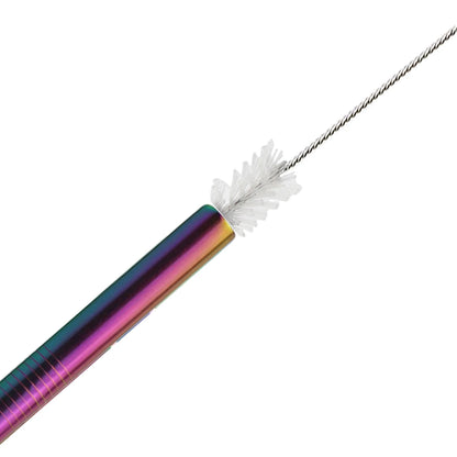 Ensemble de paille réutilisable noir arc-en-ciel, 1 à 8 pièces, paille métallique en acier inoxydable, avec brosse de nettoyage, vente en gros