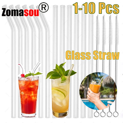 Ensemble de Pailles en Verre Réutilisables à Haute Teneur en Borosilicate, pour Cocktail, Smunvétérans wn, Cuillère Saine, avec Brosse Transparente, 1 à 10 Pièces