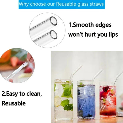 Ensemble de Pailles en Verre Réutilisables à Haute Teneur en Borosilicate, pour Cocktail, Smunvétérans wn, Cuillère Saine, avec Brosse Transparente, 1 à 10 Pièces